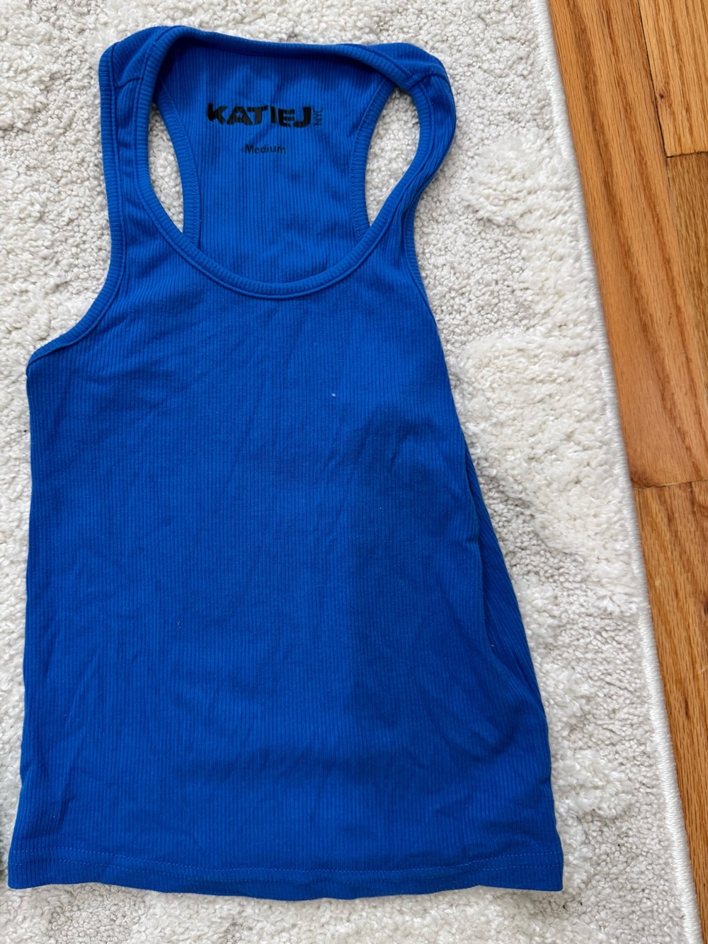 Katie J NYC Royal Blue Ribbed Racerback Tank Top